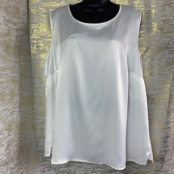 Nipon Boutique ivory satin sleeveless blouse size 3X - Picture 2 of 15